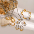 Mixed-Finish Circular Link Stainless Steel Jewelry Collection — wholesale view 1