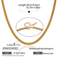 Broad close-link necklace with extender and dimensions