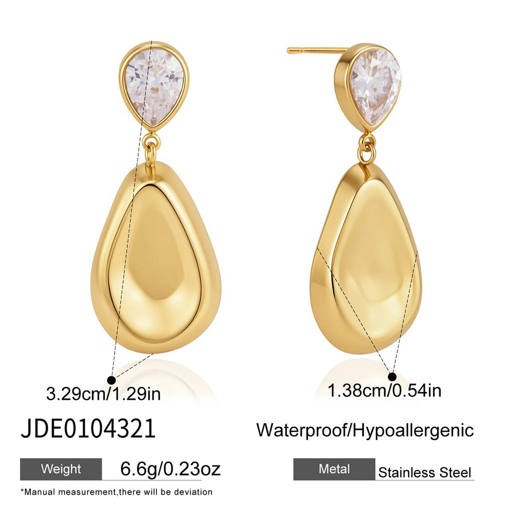 Stainless steel teardrop earring measurement chart