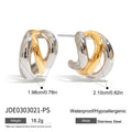 Two-Tone Layered Stainless Steel Huggie Hoop Earrings – detail view