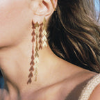 Gold Plated Chevron Tassel Stainless Steel Drop Earrings – product view 1