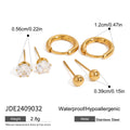 Two-Tone Pearl-Look Tassel Stainless Steel Hoop Earrings – detail view