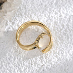 rear view of smooth gold plated asymmetrical ring band