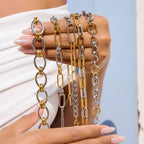 Two-Tone Stainless Steel Chain Bracelet Collection – close-up view