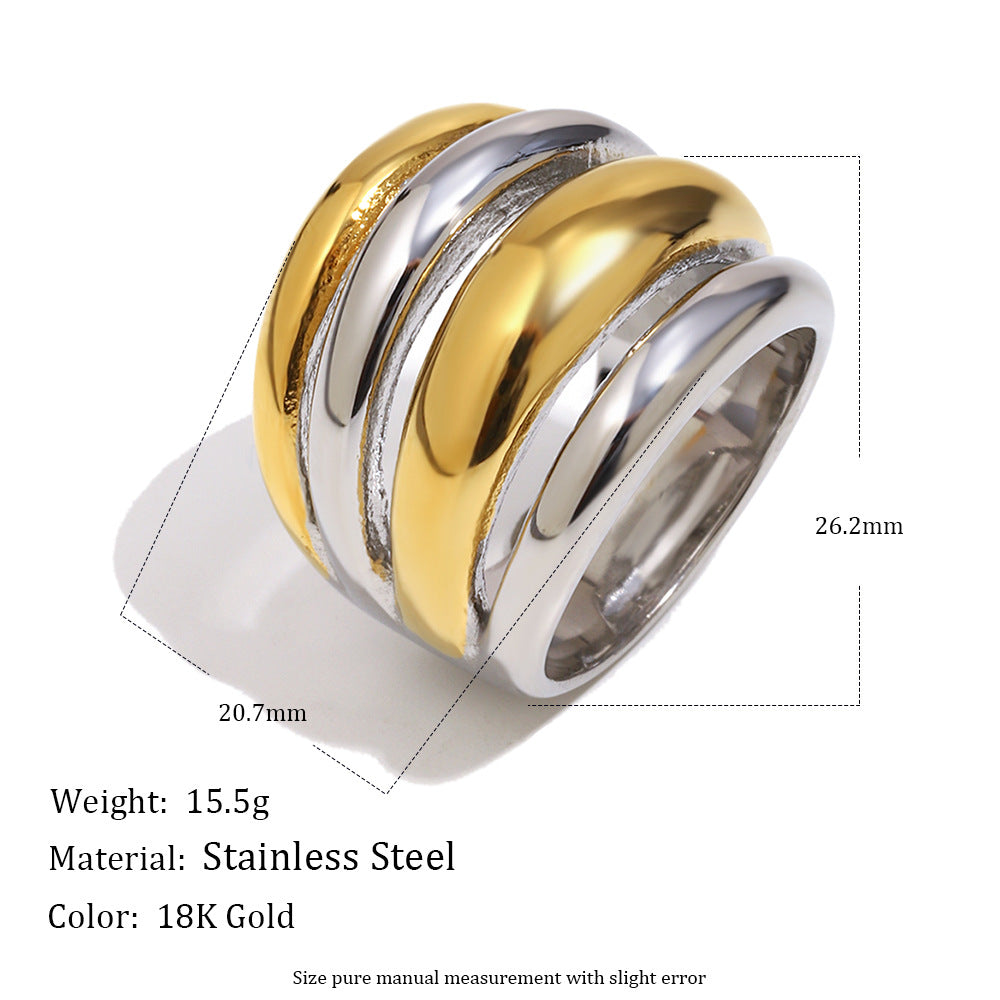 wide layered band ring with dimensions and listed weight