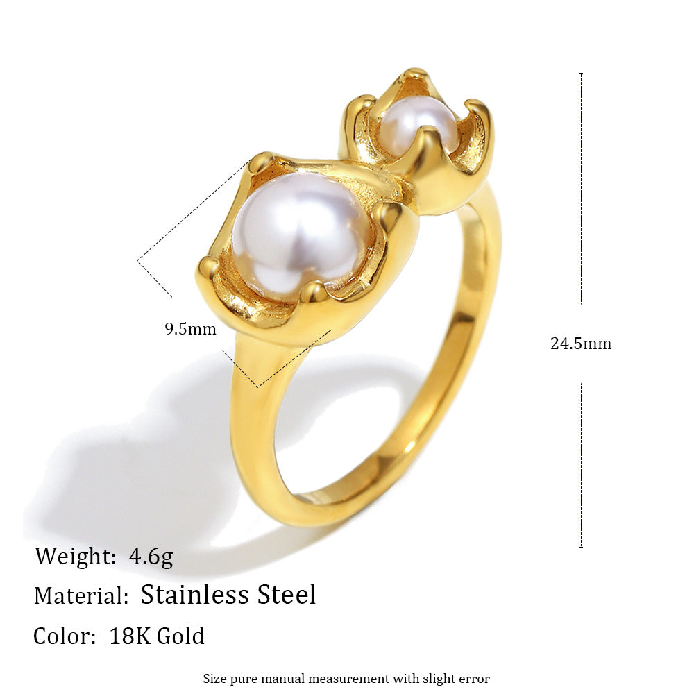 double imitation pearl bud ring with 9.5 mm motif and 4.6 g listed weight