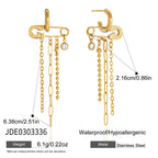 Safety pin motif earring dimensions and material chart