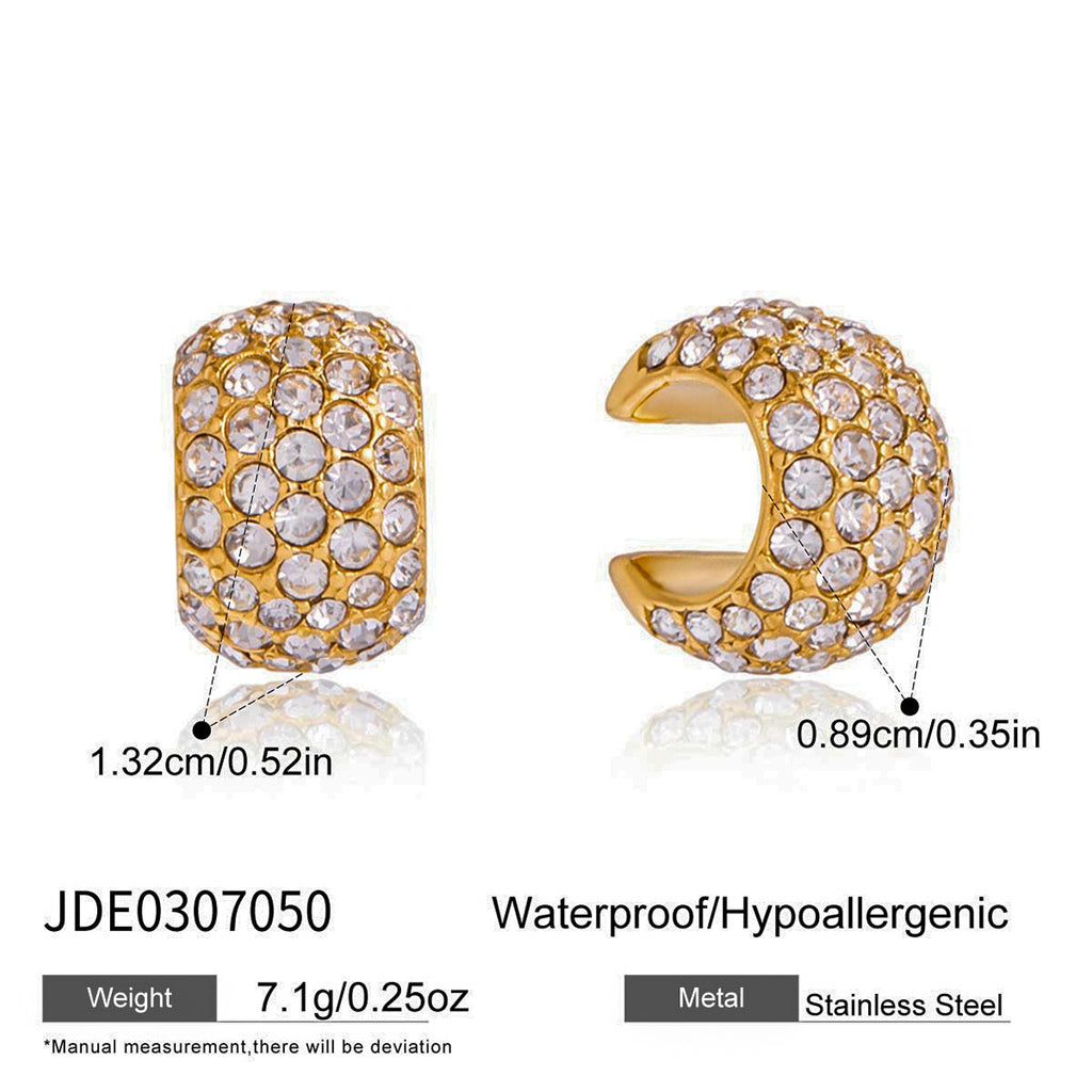 Stainless Steel Hoop, Ear Cuff and Heart Stud Earring Collection size and proportion reference