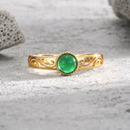 front view of the beaded green cabochon setting