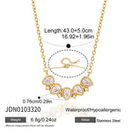 Five-teardrop stone necklace length and fitting measurements