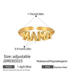 Gold-tone open mama letter stainless steel ring