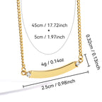 size guide for 2.5 cm curved bar necklace with 45 cm chain