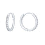 925 Sterling Silver Pavé Zirconia Huggie Hoop Earrings — silver pair showing pave front and hinge