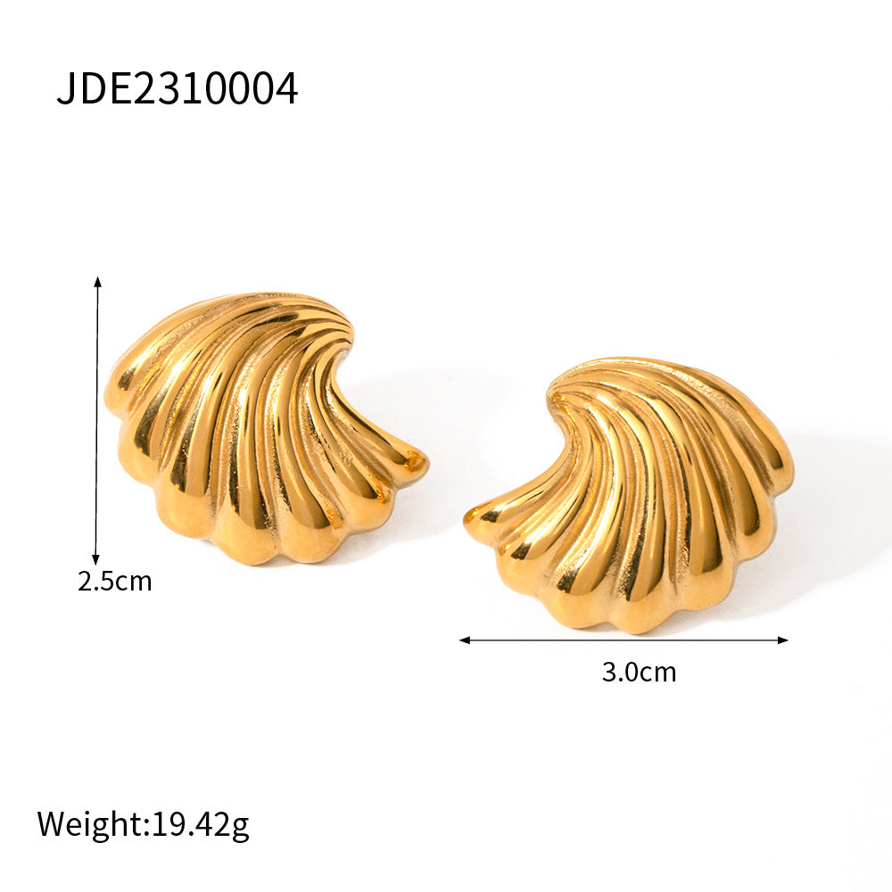 Gold-Tone Stainless Steel Shell and Spiral Stud Earring Collection — product reference