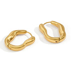 Front and angled views of wavy oval hoops