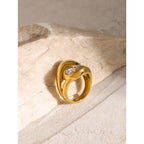 Two-Tone Clear Zirconia Crossover Stainless Steel Ring – product view 3