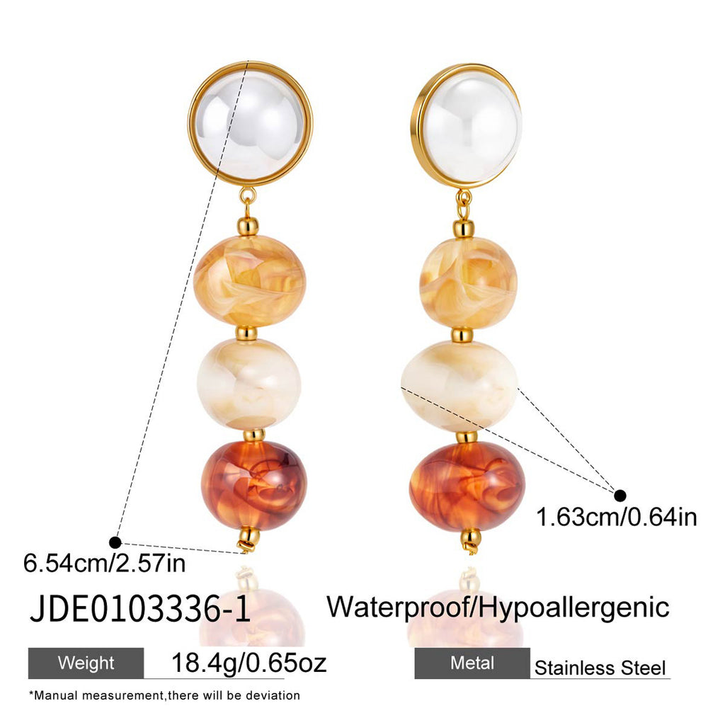 Warm-color resin drop earring dimension image