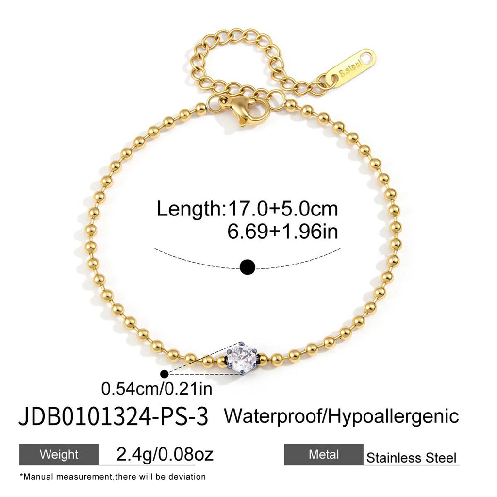 Marquise zirconia bead-chain bracelet
