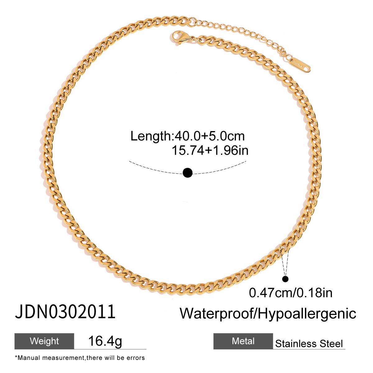 Gold-Tone Stainless Steel Pendant Necklace Collection size and proportion reference