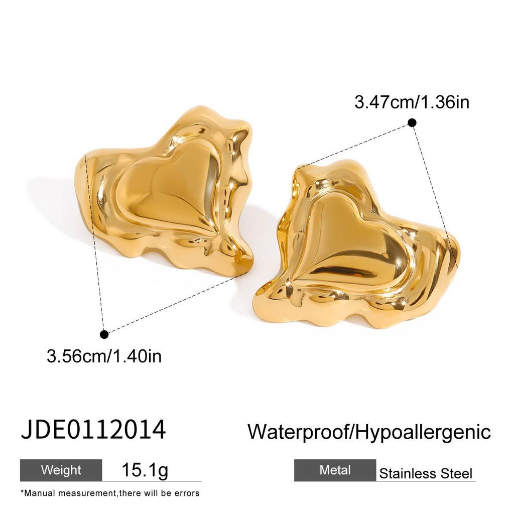 Heart Stainless Steel Ring and Stud Earring Collection in Mixed Finishes – design detail