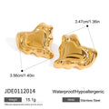 Gold-Tone Sculptural Heart Stainless Steel Stud Earrings in Two Sizes – detail view