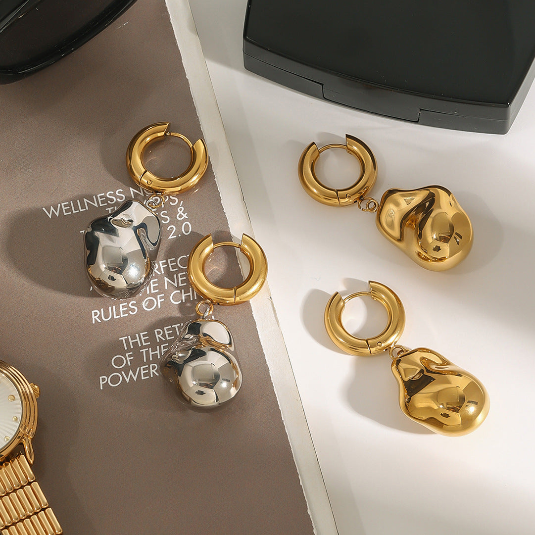 Gold-Tone Stainless Steel Statement Drop Earring Collection — detail view