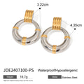 Two-Tone Circular Stainless Steel Statement Stud Earrings — product reference