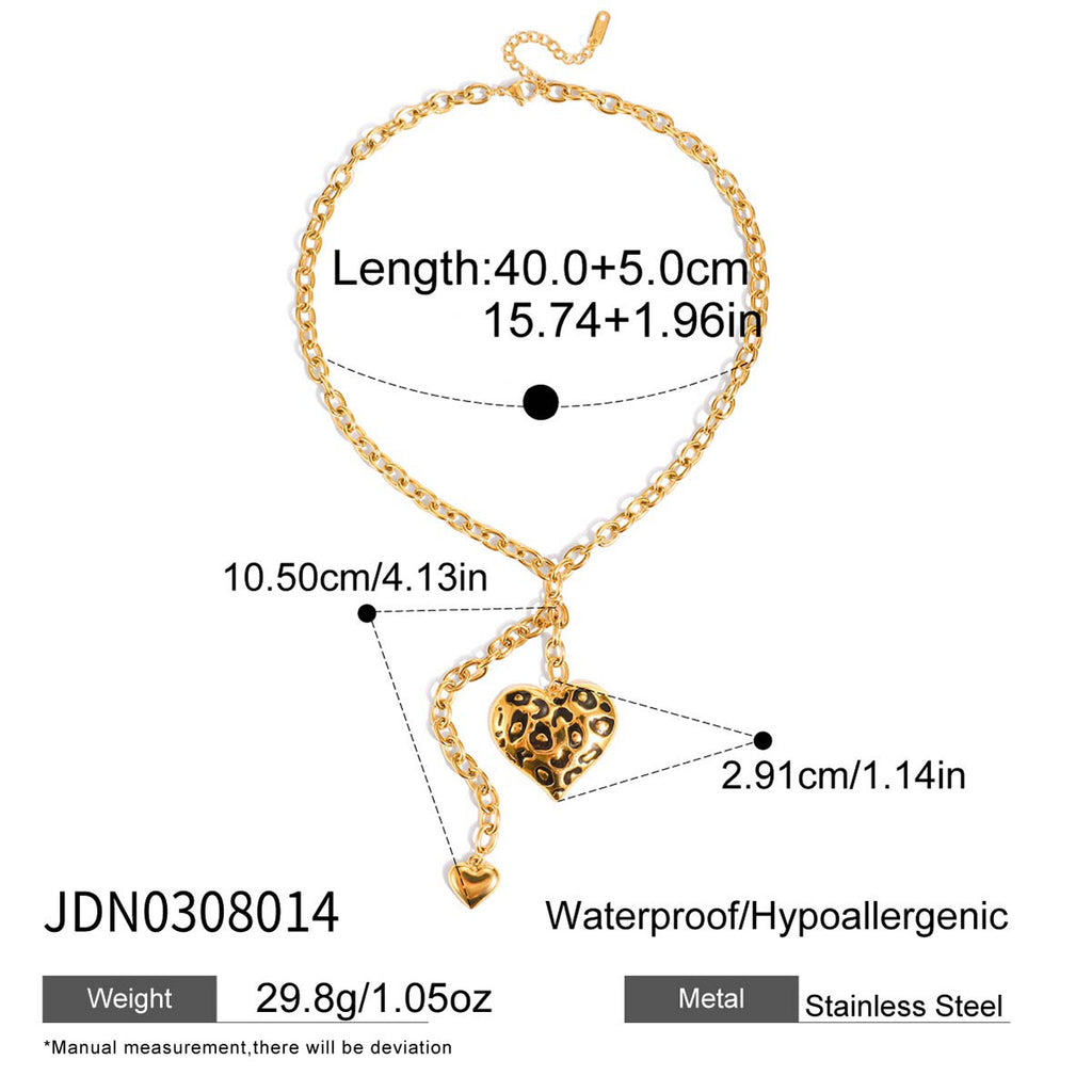 Black heart pendant necklace specification view