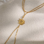 Spiral sun connector close-up on fabric