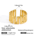 Gold tone adjustable ring with width reference