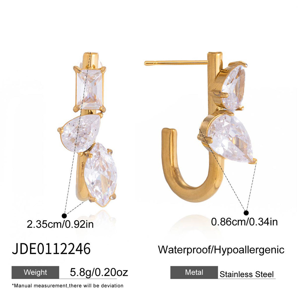 Mixed-cut zirconia earring dimensions