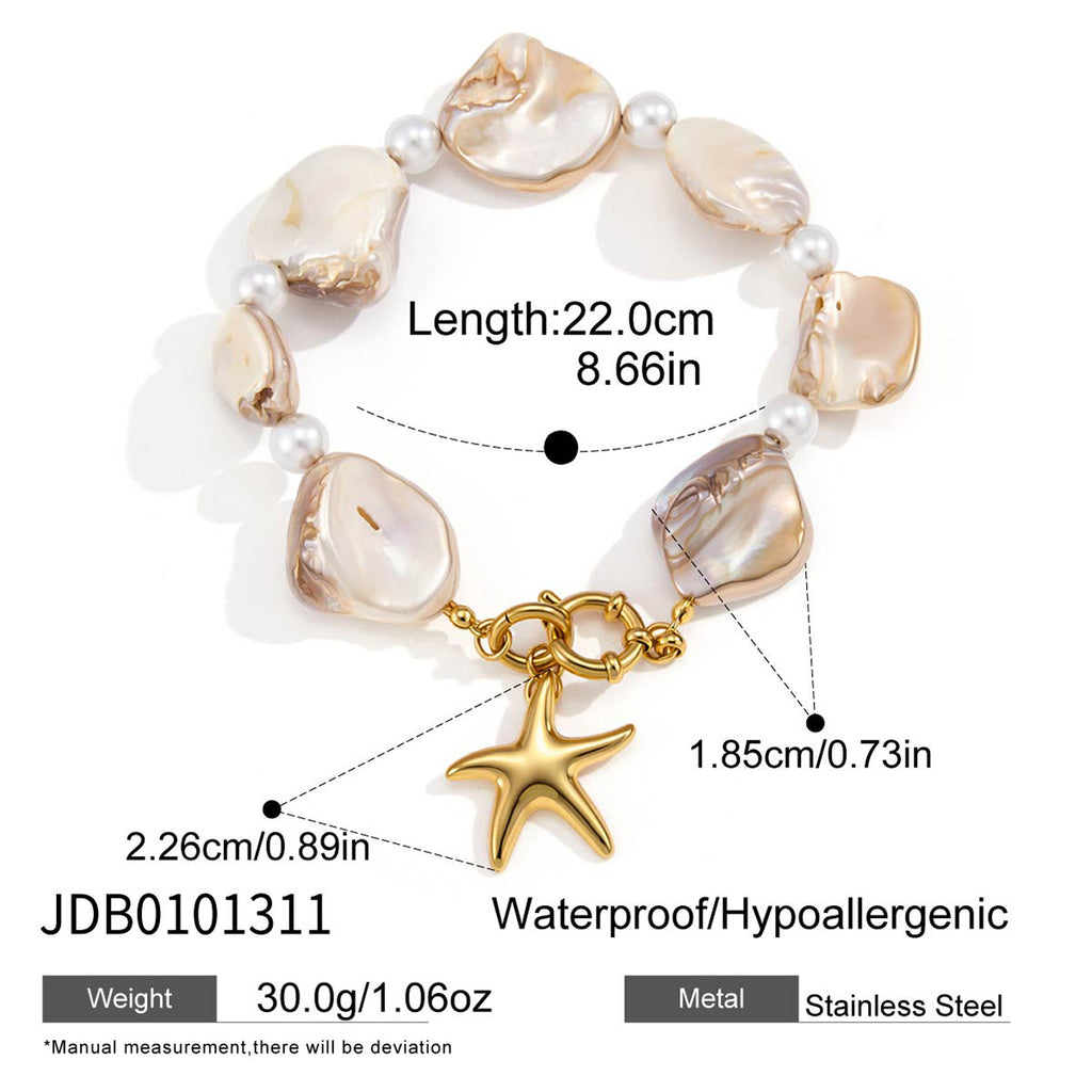 Shell bead bracelet length and round clasp diagram