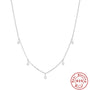 silver-finish 925 sterling silver teardrop station necklace