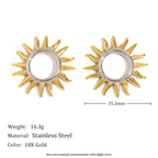 35.3 mm stainless steel sunburst earrings with weight details