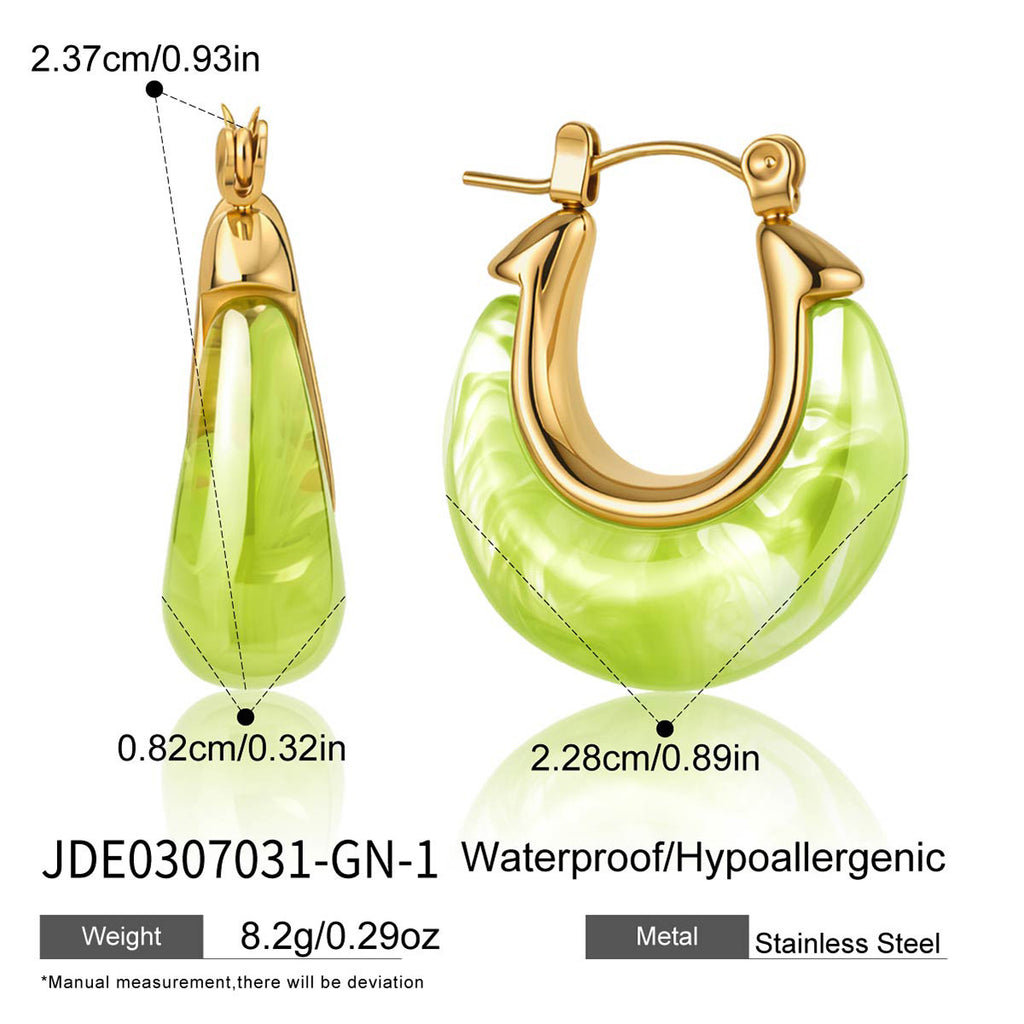 Bright green resin hoop with gold tone inner frame