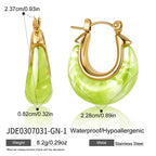 Bright green resin hoop with gold tone inner frame