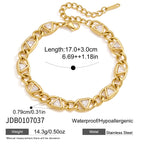 Triangle zirconia bracelet with length diagram
