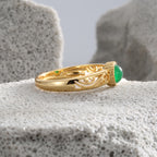 side profile showing the open filigree ring shoulders