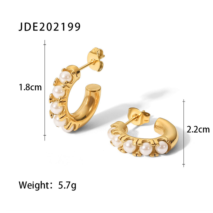 asymmetric pearl hoop earring sizes and 5.7 gram pair weight