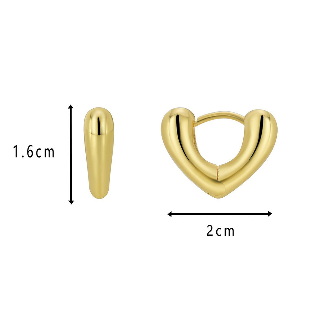 heart huggie earring dimensions measuring 20 by 16 mm