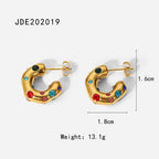 Multicolor hammered hoops with 1.6 cm height and 1.8 cm width labels