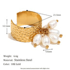 pearl tassel cuff ring with dimensions and listed 6.6 g weight
