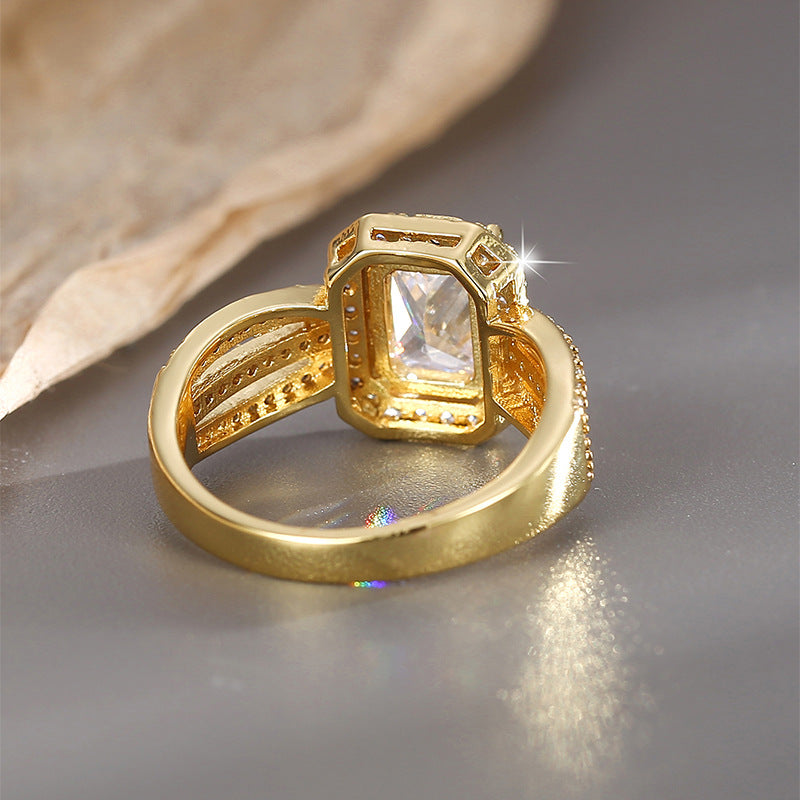 rear view of the elevated square halo cocktail ring setting