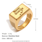 stainless steel message ring with dimensions and listed weight