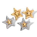 Two-Tone Sculptural Star Stainless Steel Stud Earrings finish and shape detail