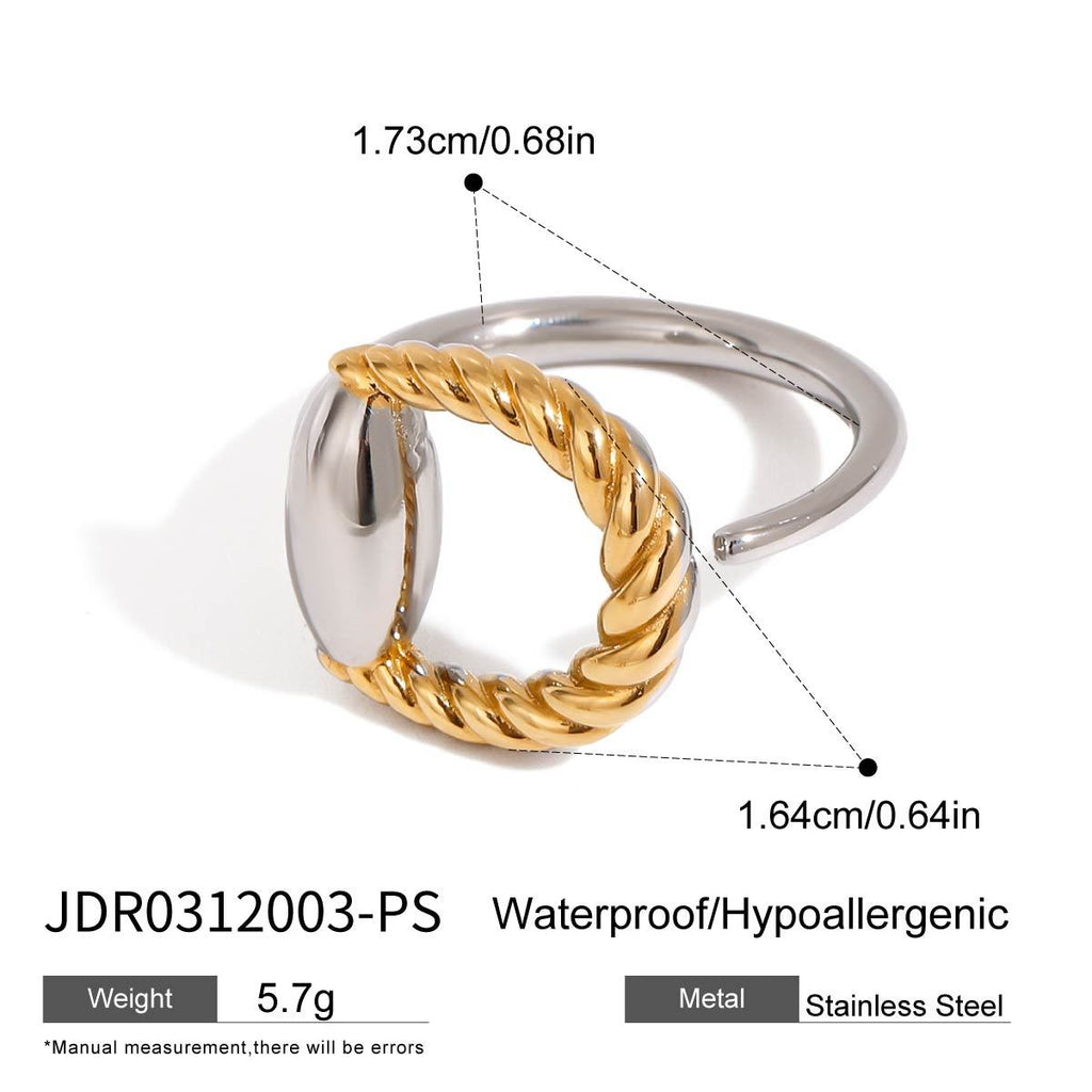 Two-Tone Textured Stainless Steel Band Ring – product view 6