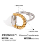 Two-Tone Textured Stainless Steel Band Ring – product view 6