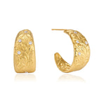 Tapered leaf pattern earrings with small clear stones