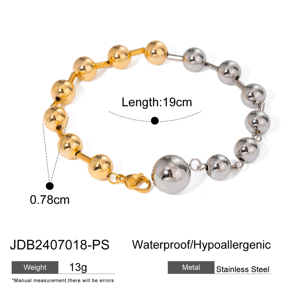 Selected two-tone stainless steel bracelet with 19 cm length diagram