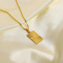 gold plated 316L stainless steel necklace with rectangular sunburst tag pendant